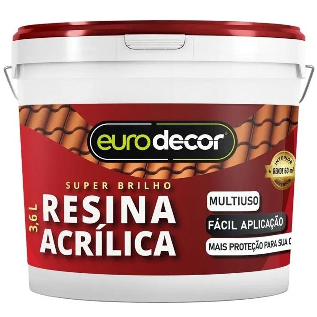 Resina Acrílica Incolor Eurodecor Super Brilho 3,6L em Oferta na Shopee