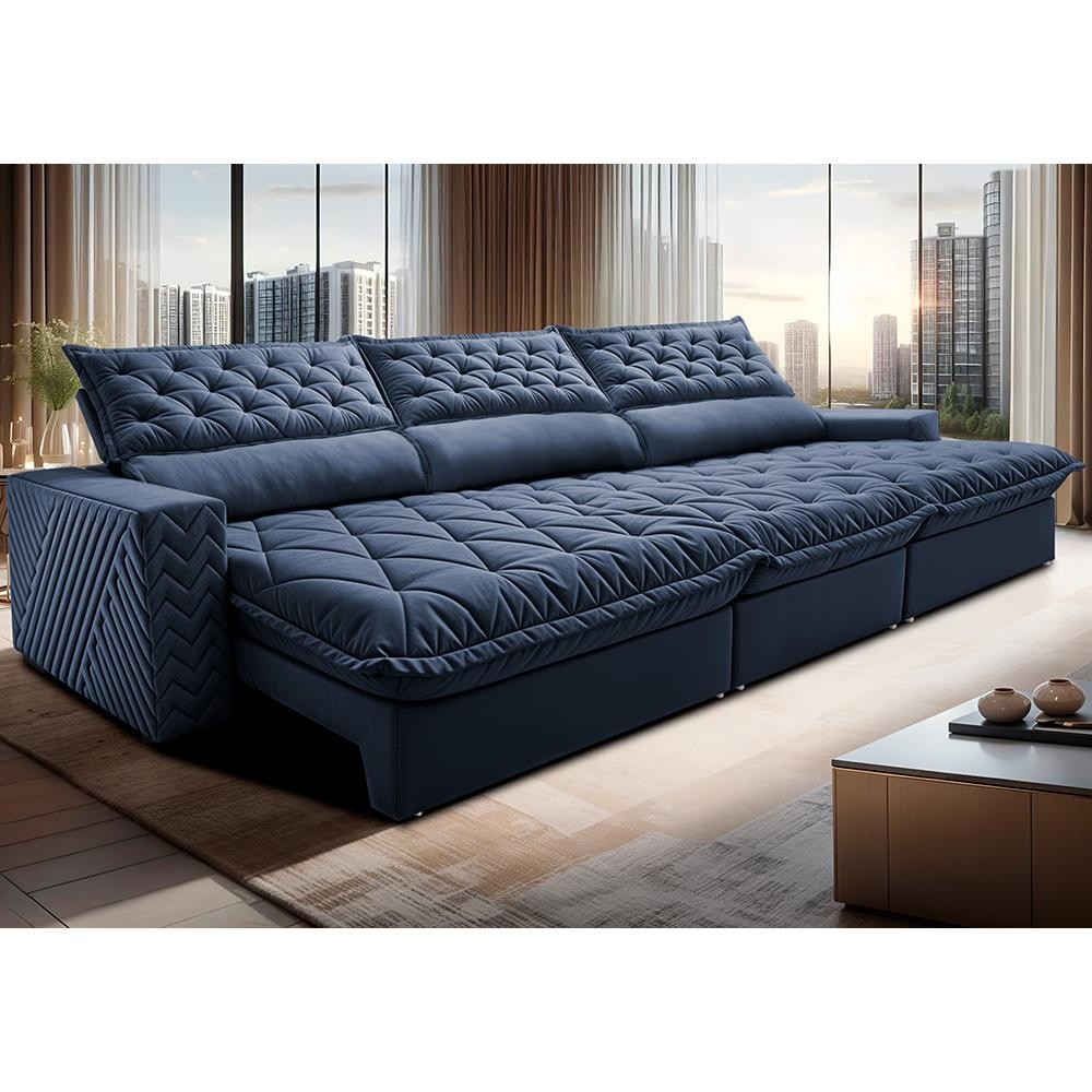 Sofá Retrátil e Reclinável 4,15m Cama inBox Spazus. Velusoft em Oferta na Shopee