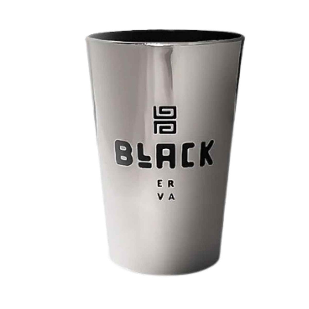Copo Cuia Termico Tereré Mate Black Erva Classic 300ml ESCOVADO PRATA