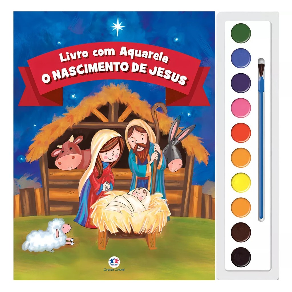 Livro O Nascimento de Jesus - Livro Com Aquarela + Pincel em Oferta na Shopee