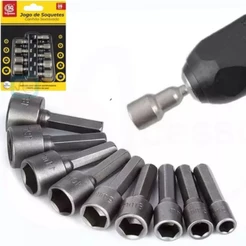 Jogo C/ 9 Soquete Canhao Parafusadeira 5mm A 13mm++Shoyyi++