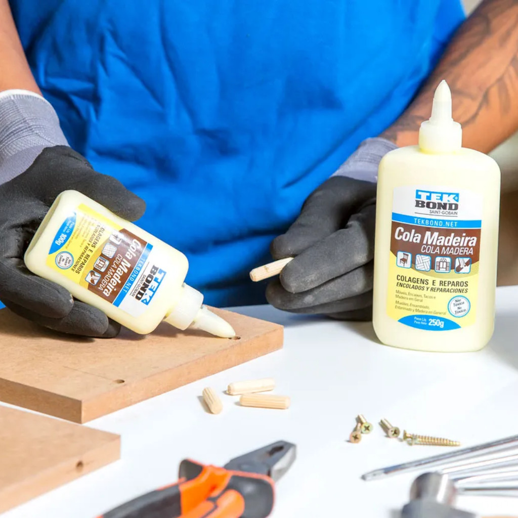 Cola para Madeira Tekbond 100g 250g Extra Forte Profissional Marcenaria Resistente Fixação Durabilidade Couro Plástico