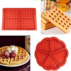 Kit 2 Formas Molde Waffles Assadeira Antiaderente Airfryer Gofre Belga Panqueca Retangular Coração
