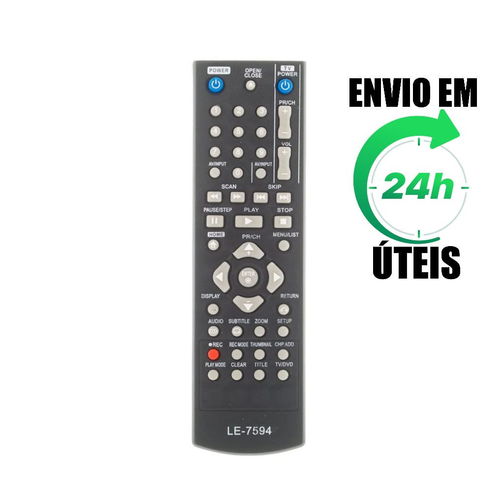 Controle Remoto Compatível Gravador De Dvd LG AKB31621901