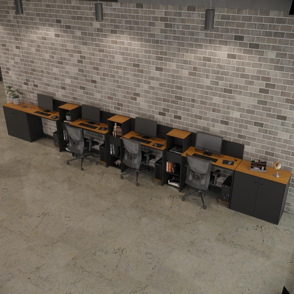 Conjunto de Escritório Smart 3 Livreiro 2 Buffet e 4 Mesas 90cm em Oferta na Shopee