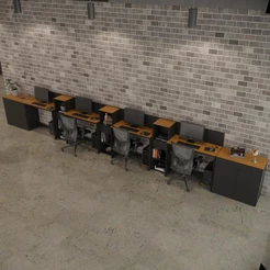 Conjunto de Escritório Smart 3 Livreiro 2 Buffet e 4 Mesas 90cm