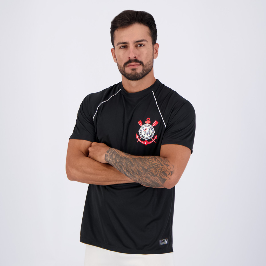Detalhes do Camisa Corinthians Logo Preta