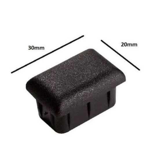 Ponteira 30x20 interna preta para metalon com espessura de parede de 1,20mm 25 peças