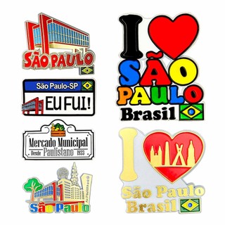 12 Imãs De São Paulo Brasil, Masp, Mercadão, Eu amo São Paulo, Placas de Ruas Da Cidade De São Paulo