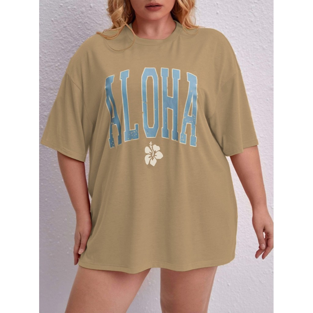 Camiseta Streetwear Feminina Aesthetic Hip-Hop Plus sizer Estampada Aloha Blusa T-shirt Old School