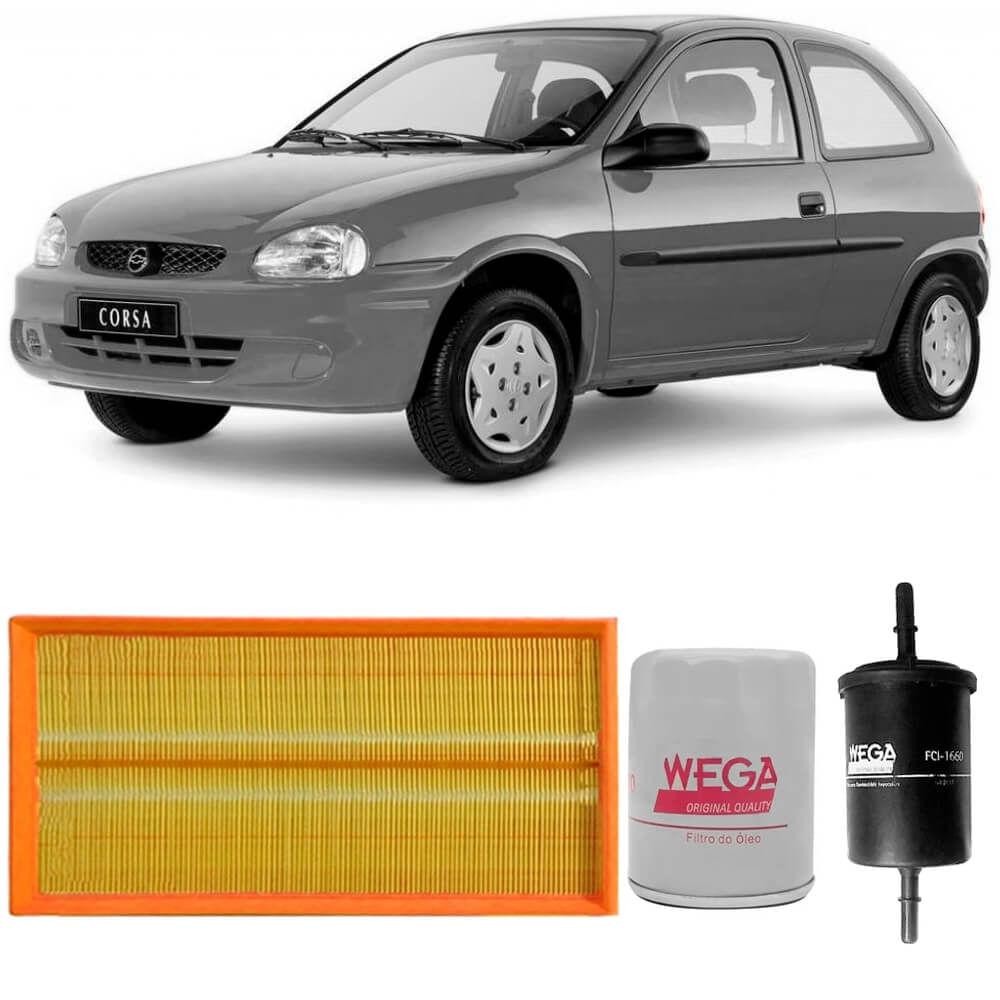 Kit Filtro Ar Óleo Combustível Corsa 94 a 2012 Flex
