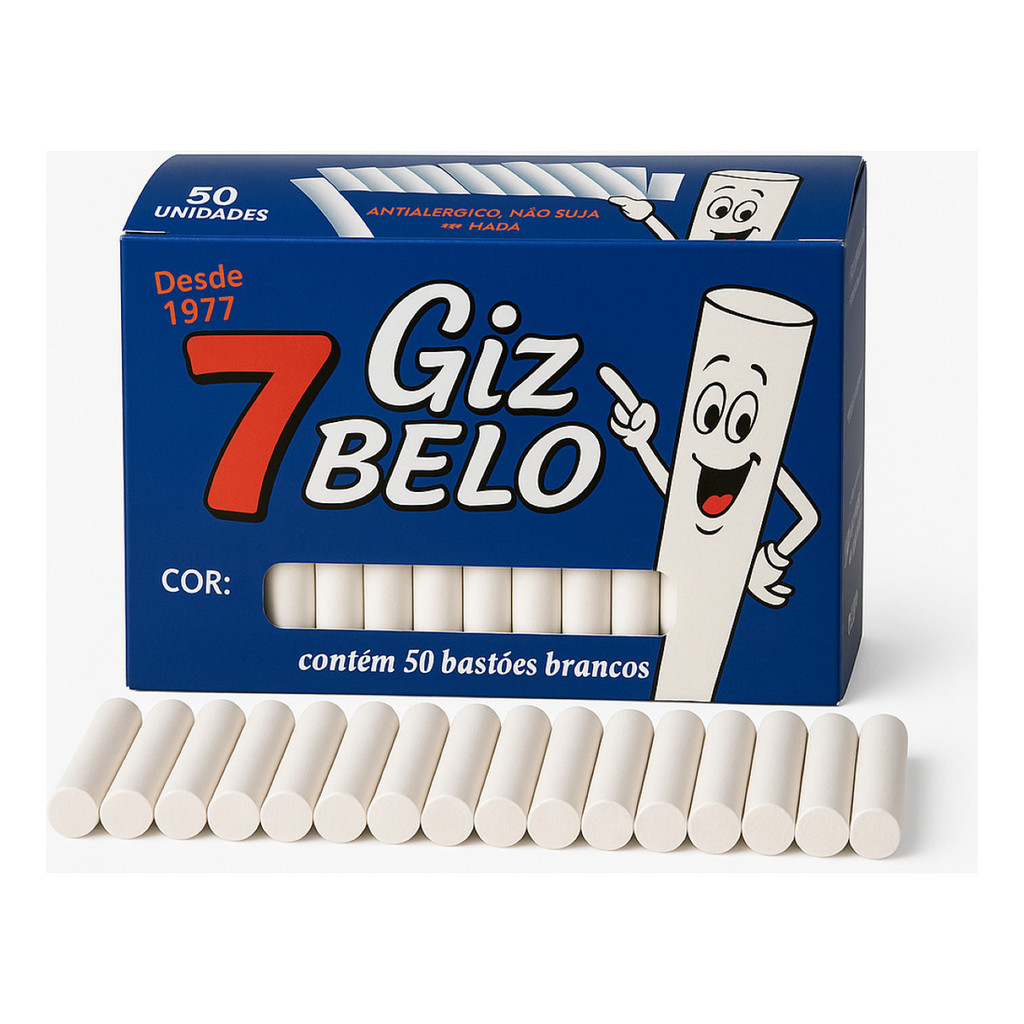 7 Belo Gizes Escolar Branco 50 Unidades - Kit Econômico