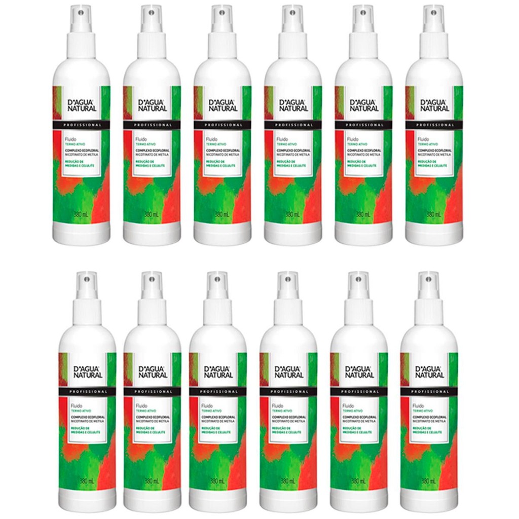 Imagem Kit 12 Potes Fluido Termo Ativo Dagua Natural Complexo Ecofloral 380ml Redução de Medidas e Celulite