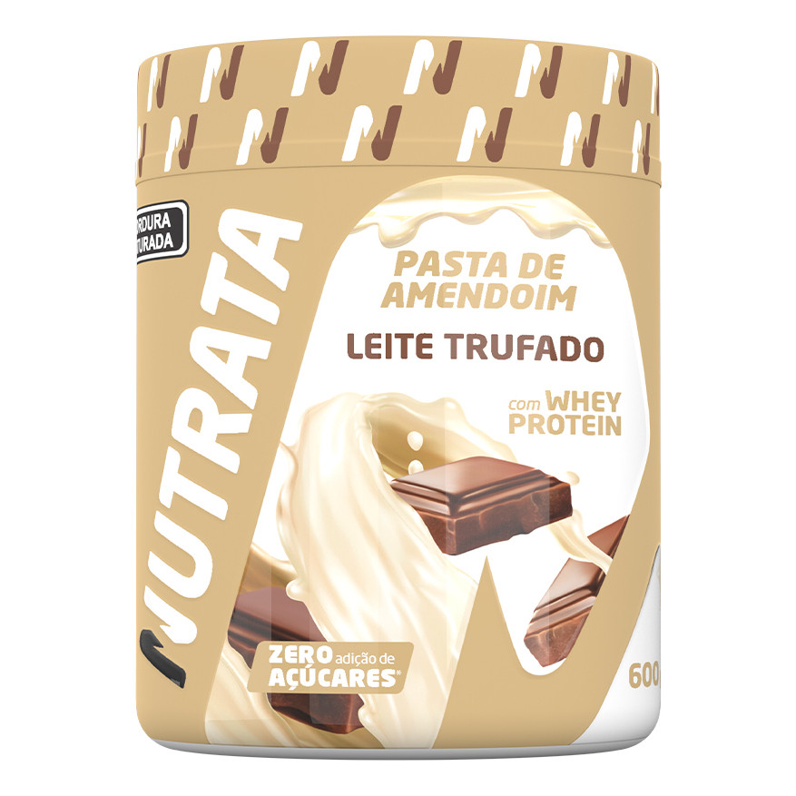 Pasta Amendo Whey 600g Sabor Leite Trufado Nutrata em Oferta na Shopee