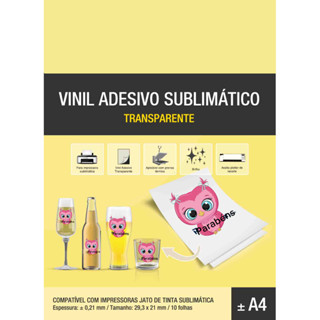 Vinil Adesivo Sublimático Transparente A4 10 Folhas em Oferta na Shopee