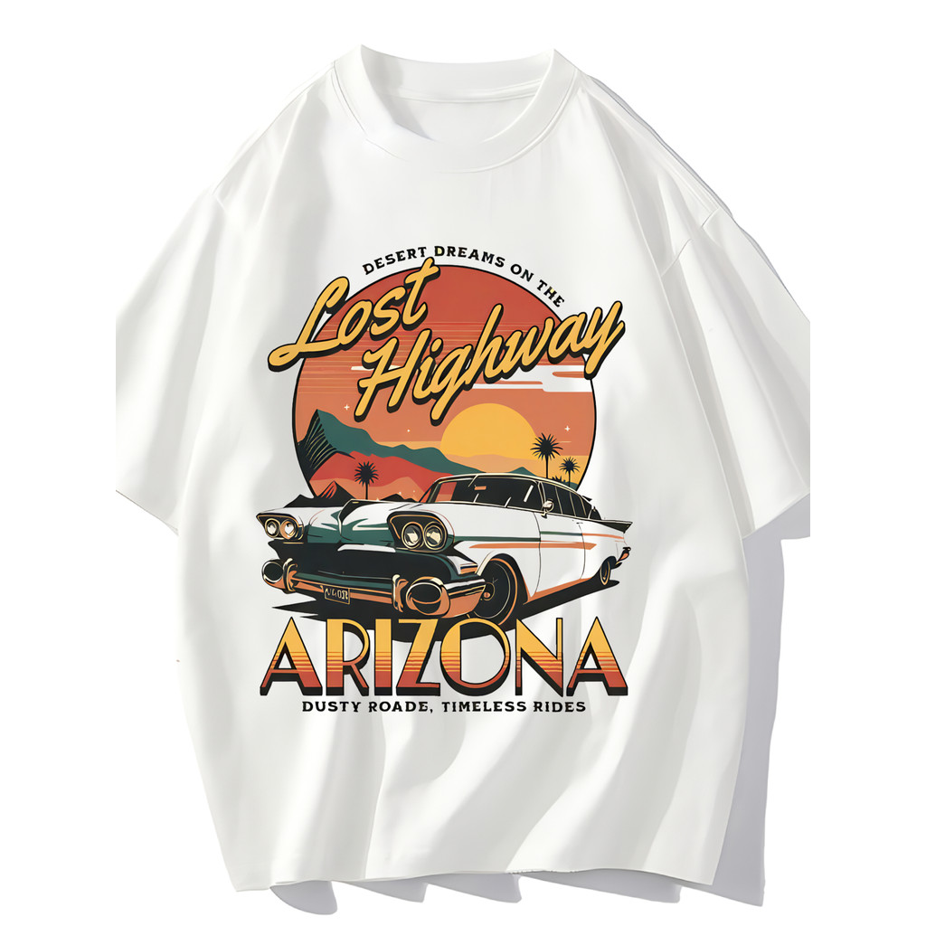 Camiseta Feminina Lost Highway Arizona Dusty Roads Blusa Unissex Streetwear 2025 Novo