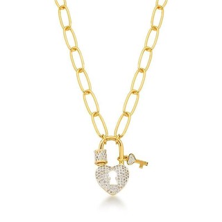 COLAR 40 CM  ELOS CARTIER E PINGENTE CADEADO E CHAVE CRAVEJADO
