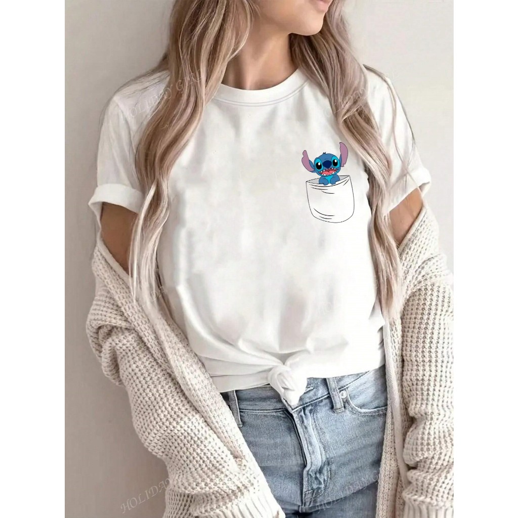 Detalhes do Camiseta Streetwear feminina de  mickey co branca off white malha premium T-Shirts 100% Algodão Envio Imediato