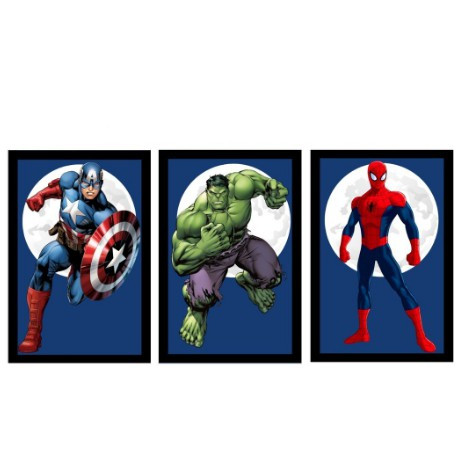 Kit Placas 3 Peças Quadros Decorativos Para Sala Quarto Avengens Marvel Vingadores Homem Aranha Hulk Capitão América em Oferta na Shopee