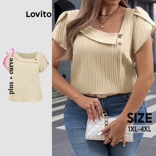 Lovito Blusa Plus Size Curve Elegante Simples Assimétrica para Mulheres LBL20196 em Oferta na Shopee