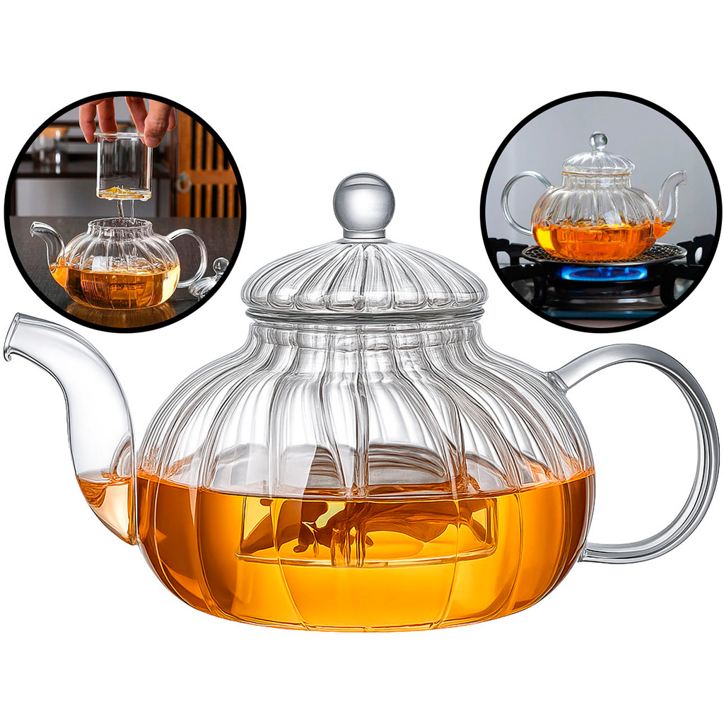 Bule De Vidro Com Alça Chaleira Com Infusor Coador Servir Café Chá Capacidade De 650ml Flux	 em Oferta na Shopee
