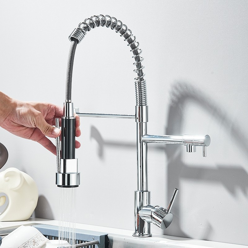 Torneira Cozinha Gourmet de Bancada Monocomando Com Spray Flexível Misturador Com Extensor Flexível 2 Modos