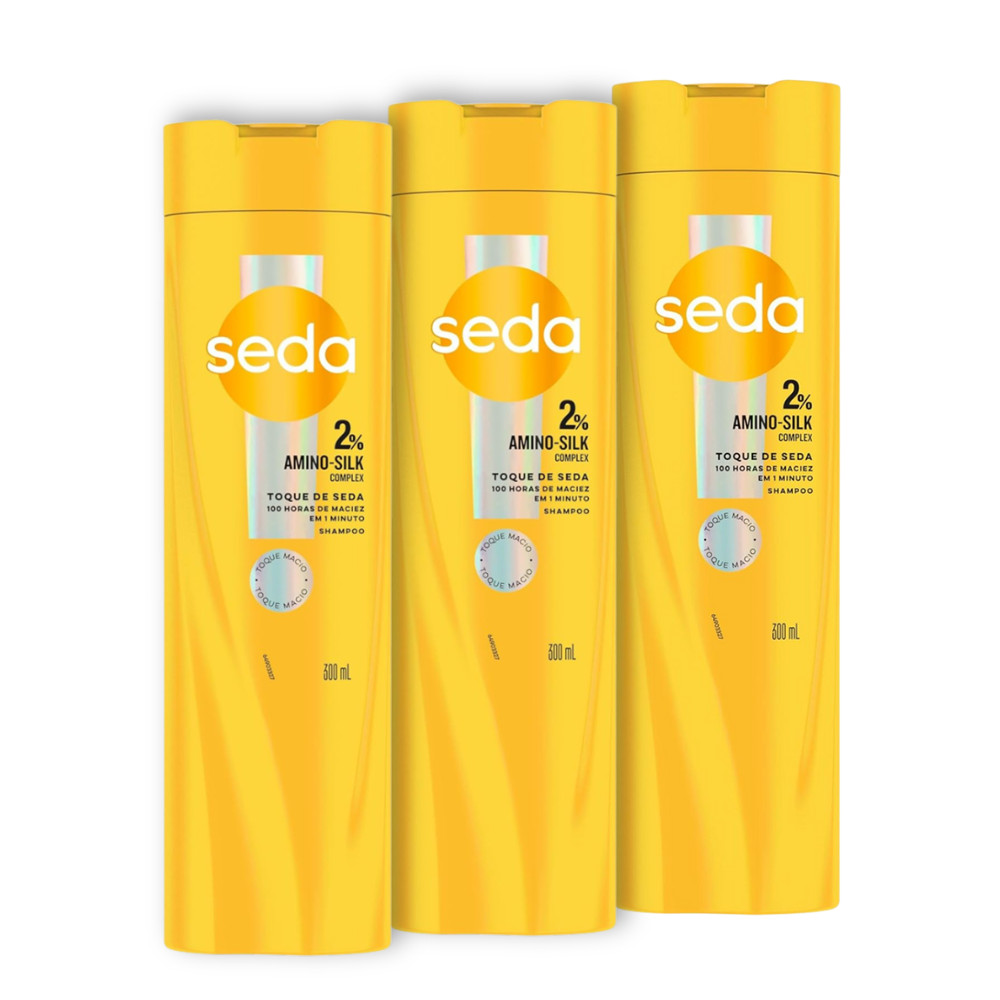 3 Uni Shampoo Seda Toque de Seda Amino-Silk 2% Complex 300ml
