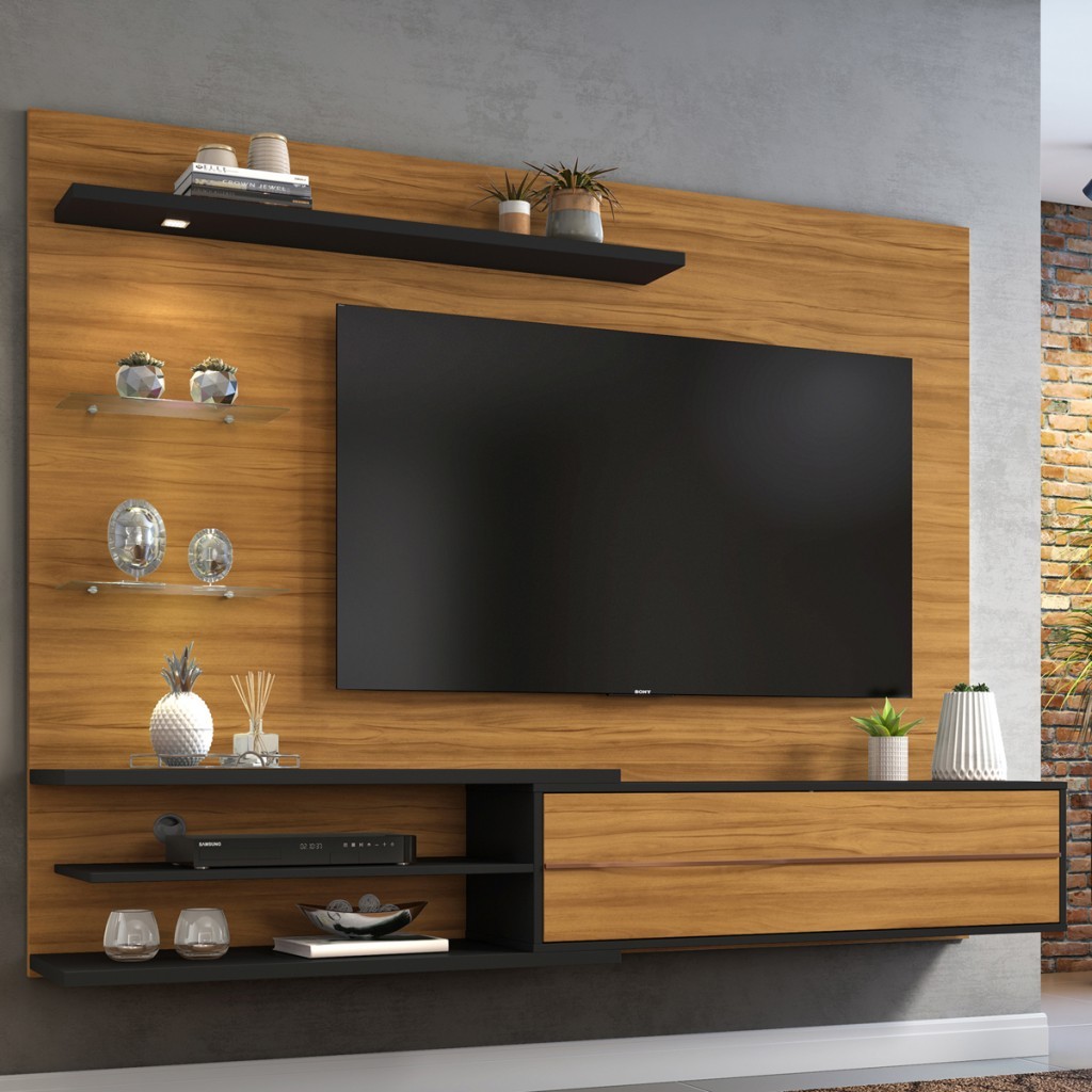 Painel para TV Até 60 Polegadas Com Led Sparta 1 Porta - Pnr Móveis