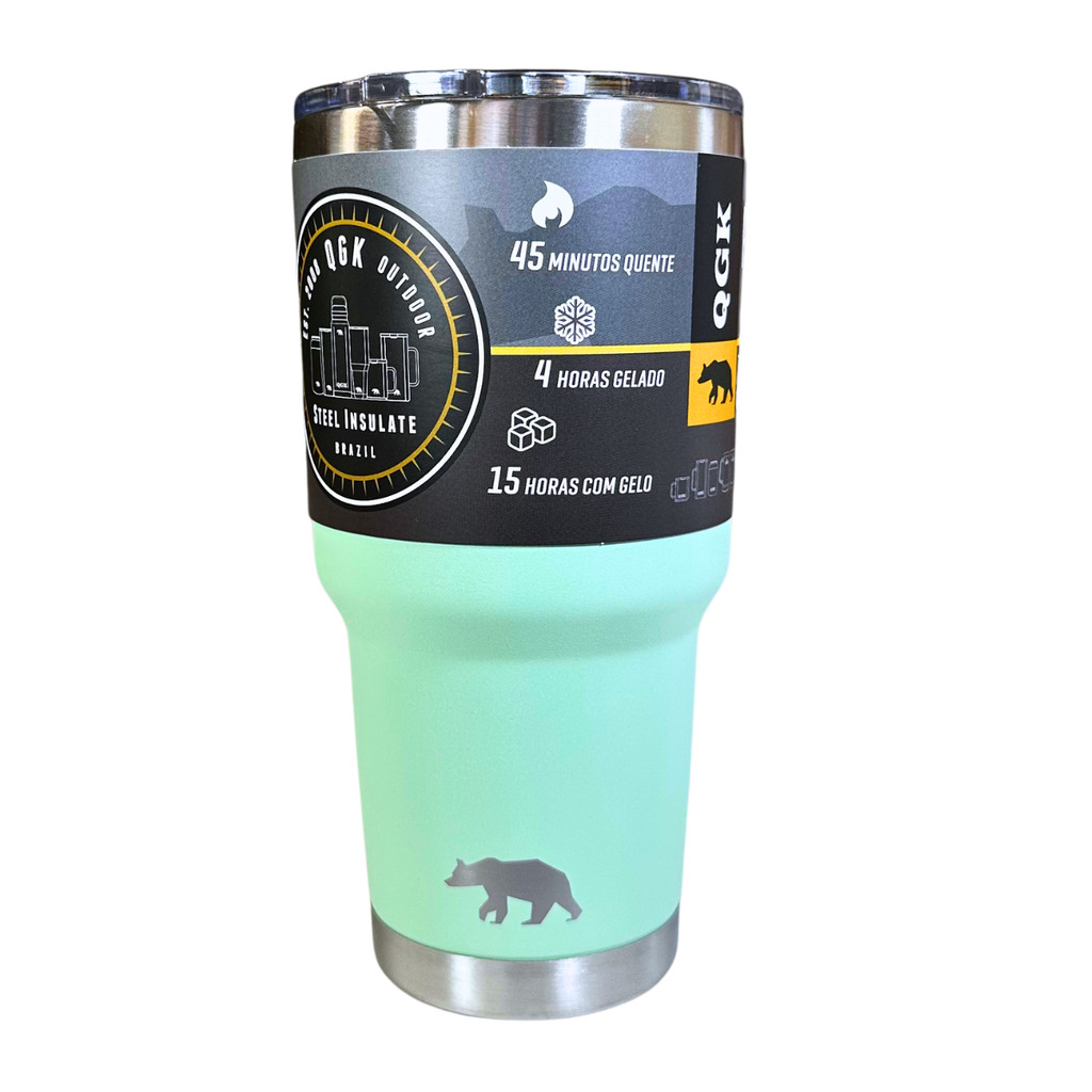 Copo Térmico QGK Tumbler 887ml Turquesa | Aço Inox Parede Dupla | 12h Gelado, 8h Quente | Com Tampa