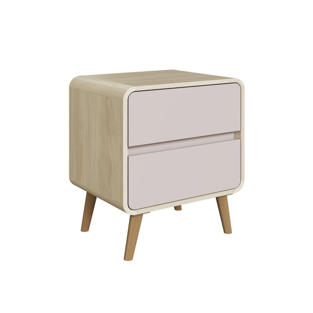 Mesa de Cabeceira com 2 Gavetas Carvalho Araguaia/Bege Dunas – Completa Móveis em Oferta na Shopee