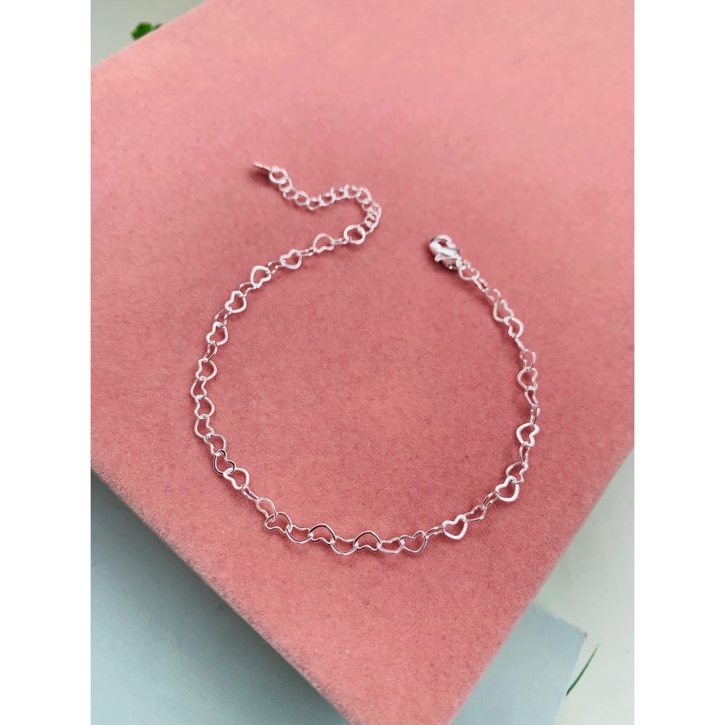 Pulseiras a Prata 925 Verniz Diamond Semi Joia corrente de coração