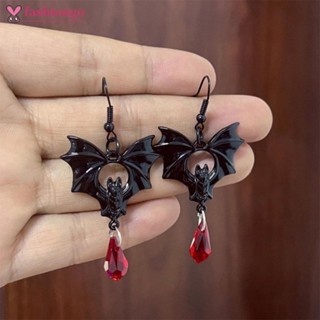 【READY STOCK】FASHIONGO 1 Par De Brincos Góticos De Morcego Vampiro Retrô Vermelho Escuro De Cristal Para Mulheres Homens em Oferta na Shopee