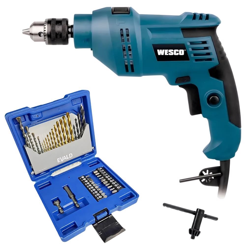 Furadeira de Impacto 3/8 POL 550W Profissional e Estojo de Brocas e Pontas com 41 Peças EVALD em Oferta na Shopee
