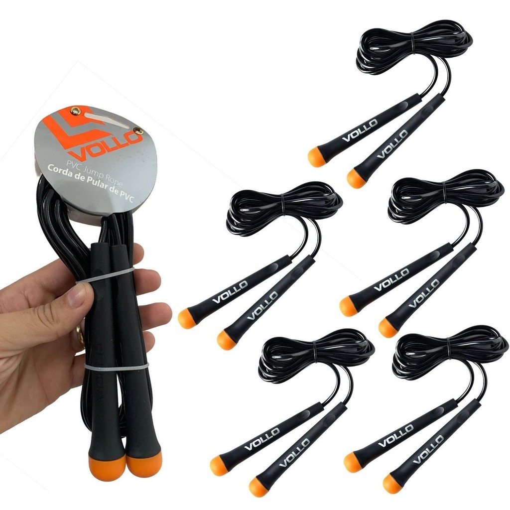 Kit 5 Cordas de Pular em PVC Para Treinar Aeróbico VP1075 vollo
