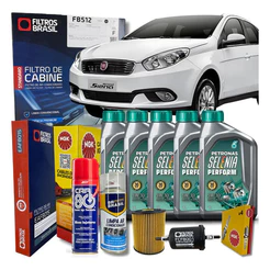 Kit Revisão Óleo Filtros Velas e Cabos - Fiat Grand Siena 1.6 16V 2015 Em diante