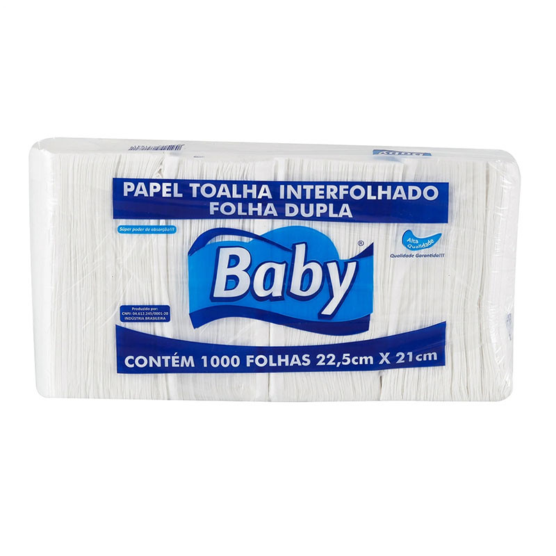 Papel toalha Interfolha 2 dobras 100% celulose folha dupla 22,5x21 com 1000 fls Baby em Oferta na Shopee