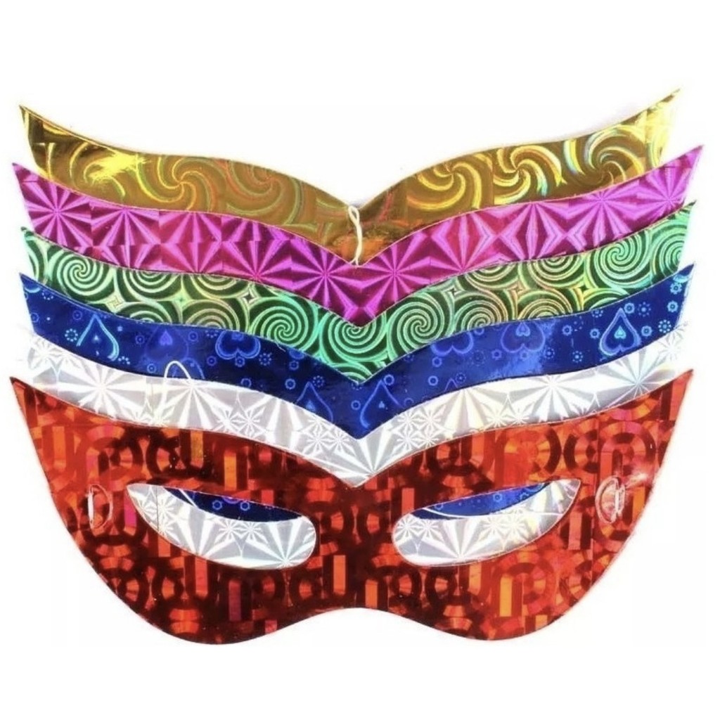 KIT 10~70 Máscara Carnaval 2025 Holografica Brilhante Balada Festa Carnaval (Ex) em Oferta na Shopee