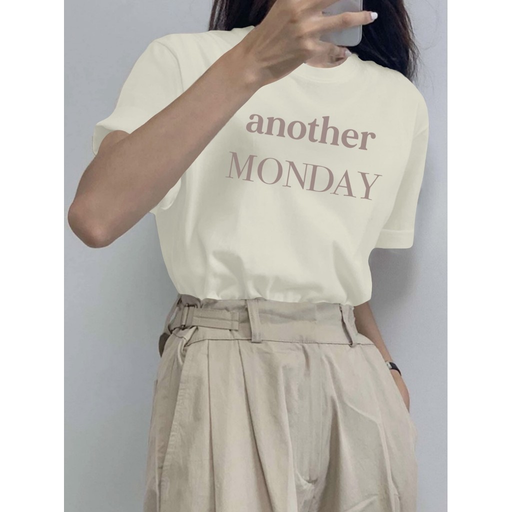 Camiseta Aesthetic Another Monday Off White Manga Curta Blusa Old School Urbano Masculina Jovem