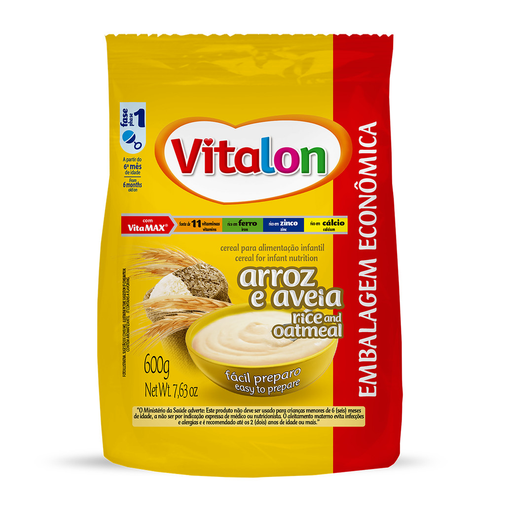 Mingau de Arroz e Aveia Vitalon - Sachê 600g em Oferta na Shopee