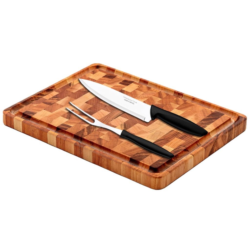 Jogo para Churrasco Tramontina Plenus Garfo e Faca de Churrasco com Tábua 45x35x3 para Churrasco