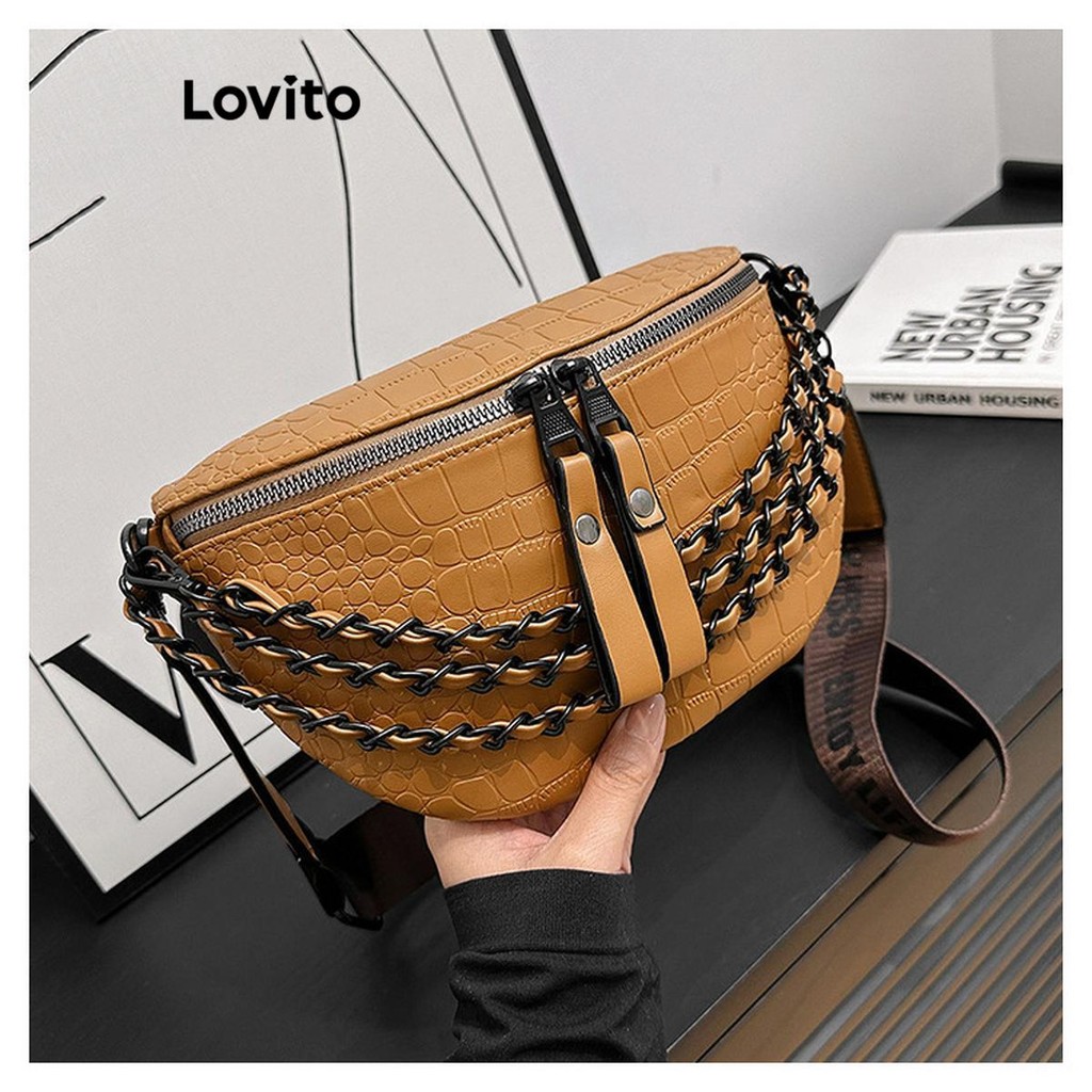 Lovito Bolsa de ombro pequena casual com corrente simples para mulheres LFA57077 - Women Bags