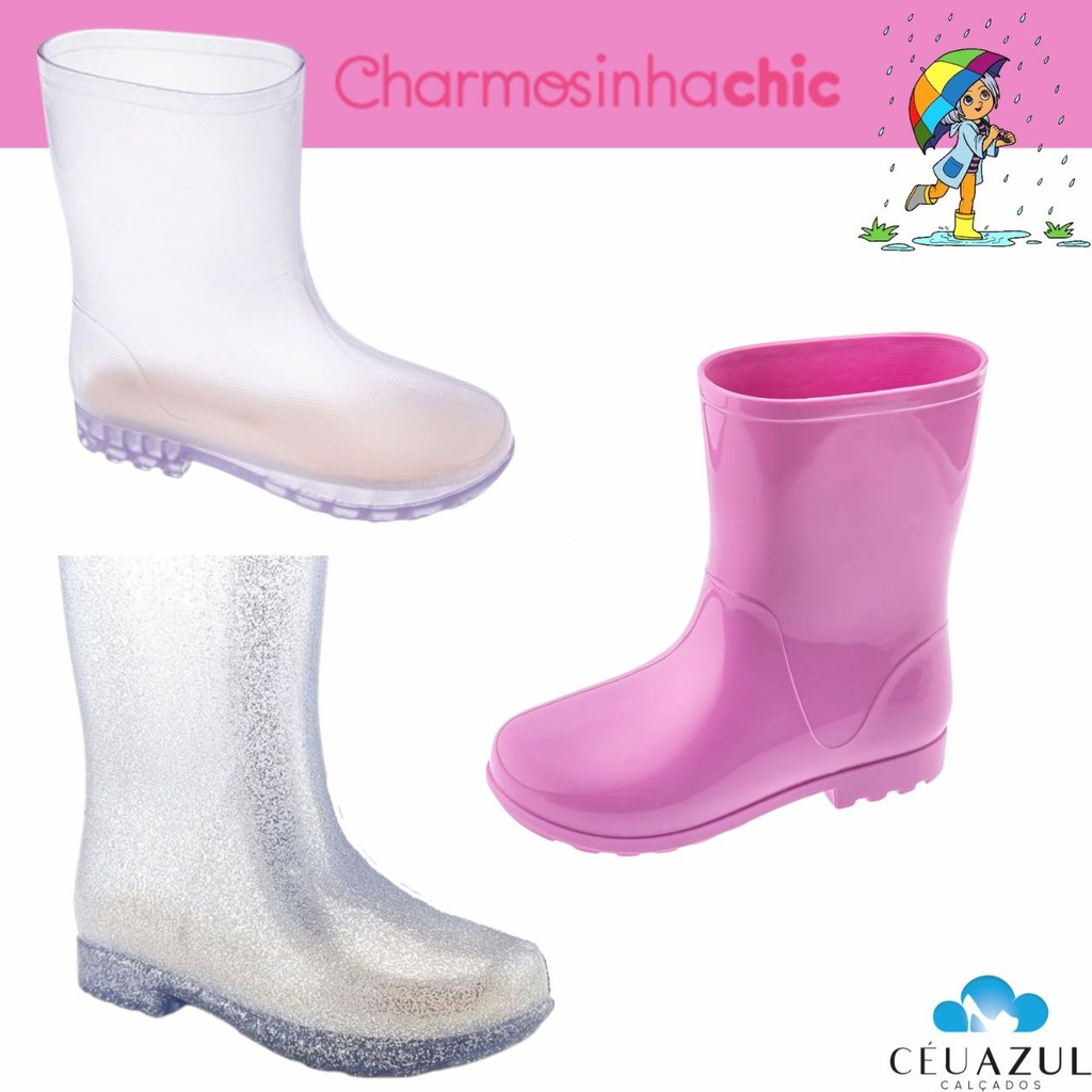 Bota Infantil Charmosinha Galocha Rosa Menina Confortável Estilosa 25 ao 32