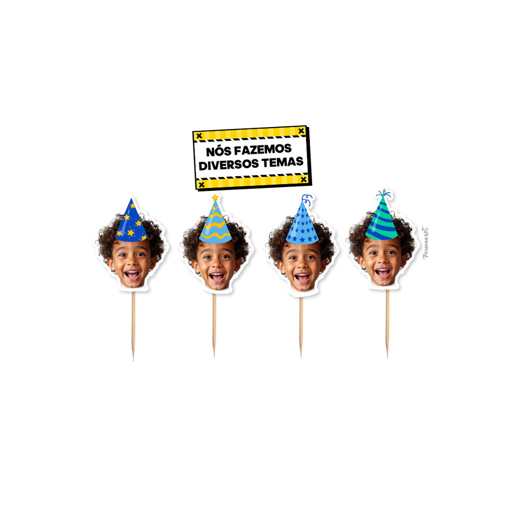 20 Topper para cupcake e doces Aplique Personalizado Toppers com Foto decoração rostinho Menino em Oferta na Shopee