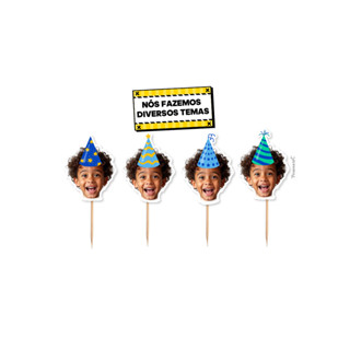 20 Topper para cupcake e doces Aplique Personalizado Toppers com Foto decoração rostinho Menino em Oferta na Shopee