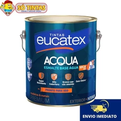 Tinta Esmalte Sintético Acqua Base Água Branco Acetinado Premium 3,6L Eucatex Lavável Sem Cheiro