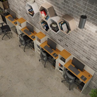 Conjunto de Escritório Smart 3 Livreiro e 4 Mesas 90cm em Oferta na Shopee