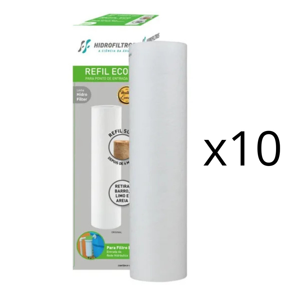 Kit 10 Un Refil Hidrofiltros P/ Filtro Eco 9.3/4para caixa d'água cavalete cisterna e pré-filtração