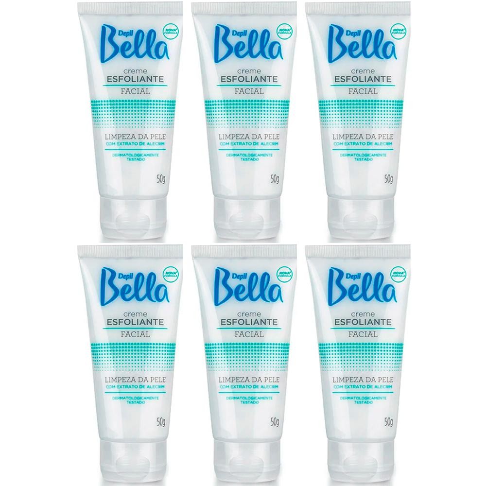 Kit 6 Potes Creme Esfoliante Depil Bella Facial Limpeza de Pele Extrato de Alecrim Desodorante 50g