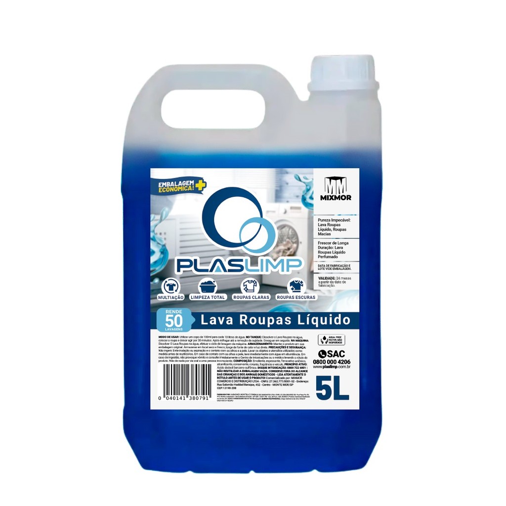 Lava Roupas Liquido 5l Plaslimp ( Economia e Eficiência ) em Oferta na Shopee