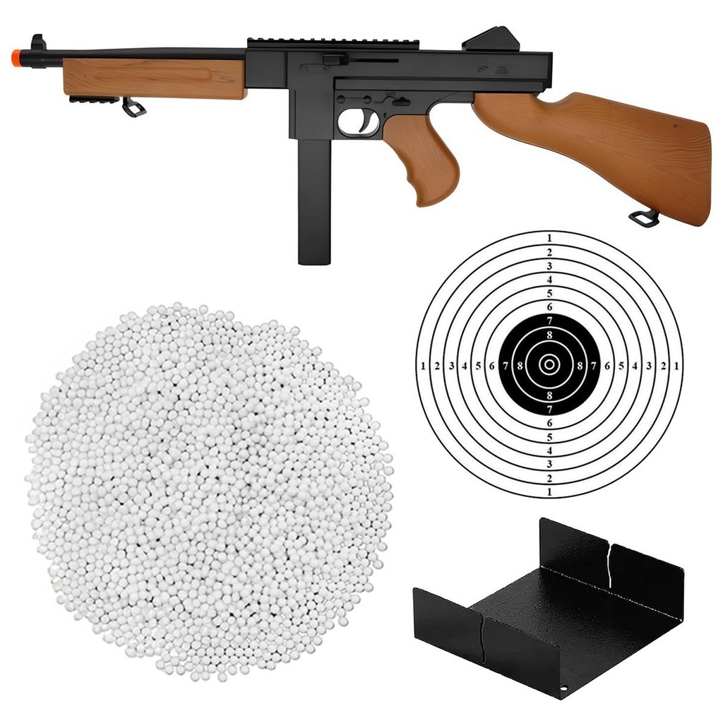 Kit Rifle Airsoft Thompson M306F Spring 6mm Marrom e Preta - Double Eagle + 2000 Esferas 0.12g + Alvo + Porta Alvo em Oferta na Shopee